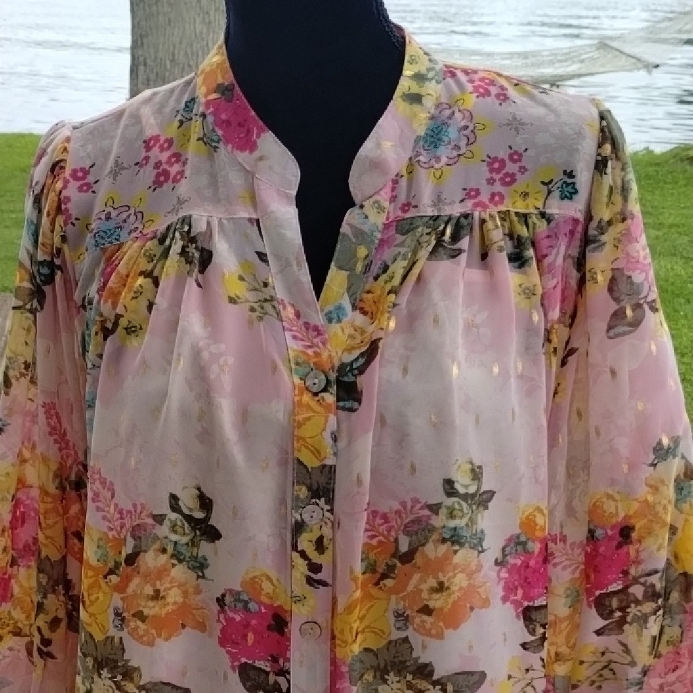 Floral Sheer Blouse - Pink